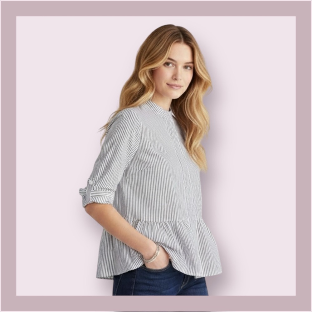 NWT Madewell Lakeside Peplum Long Sleeve Shirt Size  S